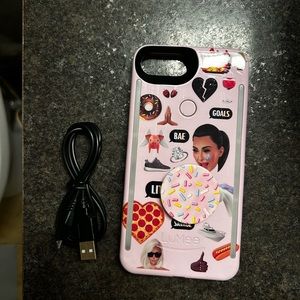 iPhone 8 Plus LuMee Case with dimming light on front and back + charger